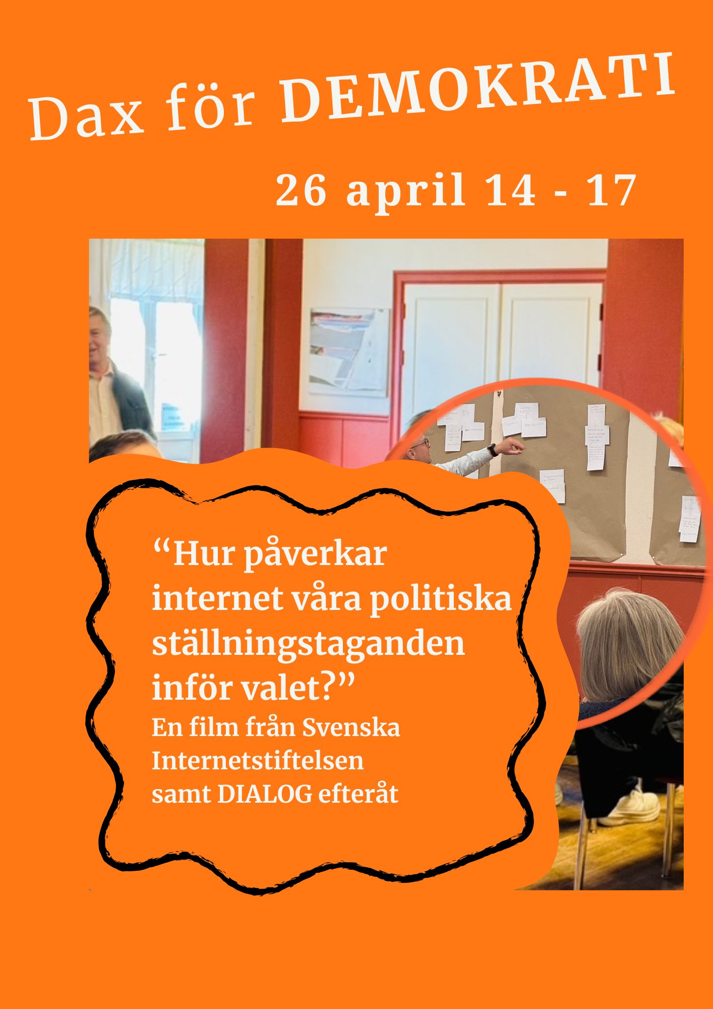 Kickoff för programmet Öppet Hus-Öppna Rum samt visning av filmen Svenskarna och Internet 2026. Den senaste forskning med inriktning på hur valet påverkas av internet. 
Efter filmen dialog samt fika.
Välkommen!
